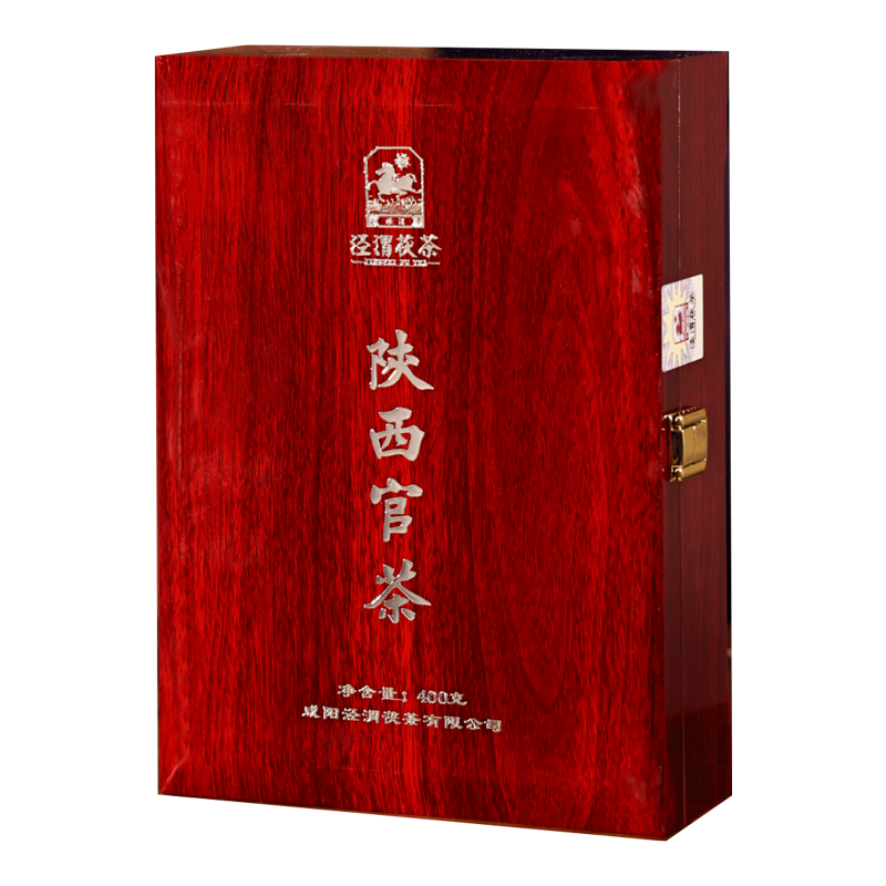 泾渭茯茶陕西官茶400g咸阳金花茯砖茶黑茶陕西特产节日送礼高档红木礼盒