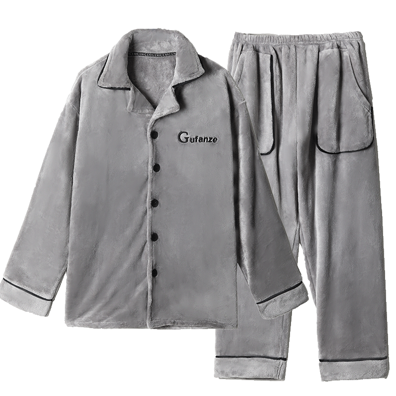 雪中飞珊瑚绒睡衣男秋冬季加绒加厚2025年新款男士法兰绒家居服套装保暖 NSCBF-时空浅灰 XL 【宽松版型建议135-155斤】