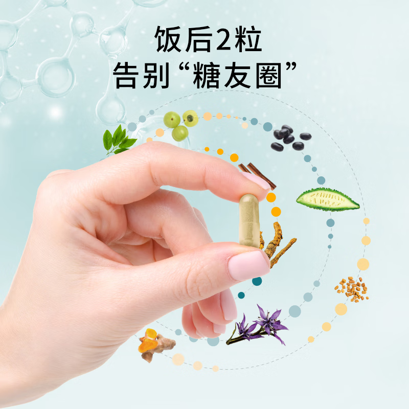 CuraLife康律灵美国进口调节血糖中老年人血糖平衡胶囊9种纯植物配方控糖 180粒*6瓶