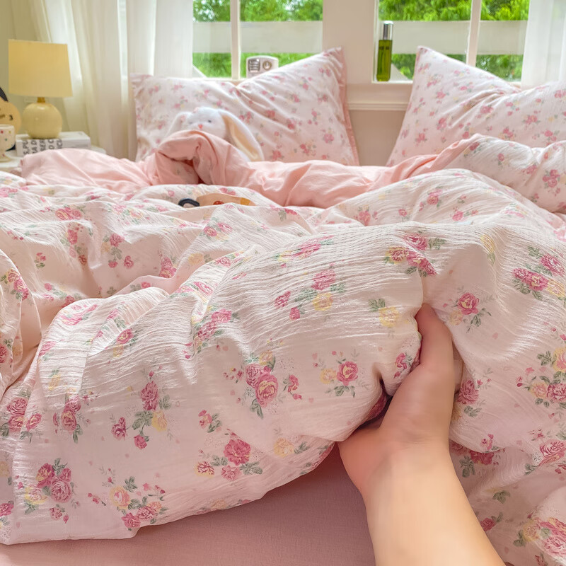 元族2025新款云感提花双层纱印花单品被套 玫瑰庄园 单被套 150cm*200cm