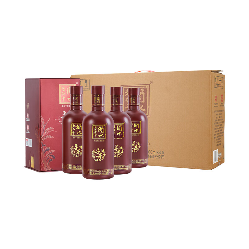 衡水老白干53度寻味 老白干香型白酒 手提礼盒 古法酿造 聚会自饮 53度 500mL 4瓶 （500ml*4）手提装