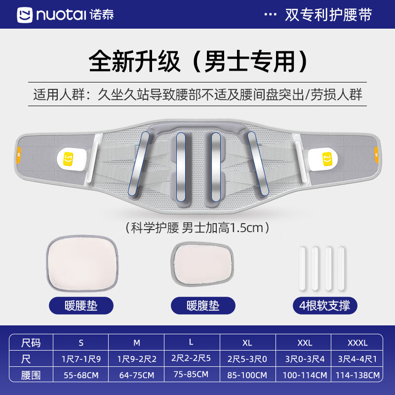 諾泰辦公室養(yǎng)生護腰帶腰間盤勞損突出腰椎牽引器腰托男女士專用護腰坐 男(經(jīng)典款)高彈透氣+軟硬雙支撐+ S