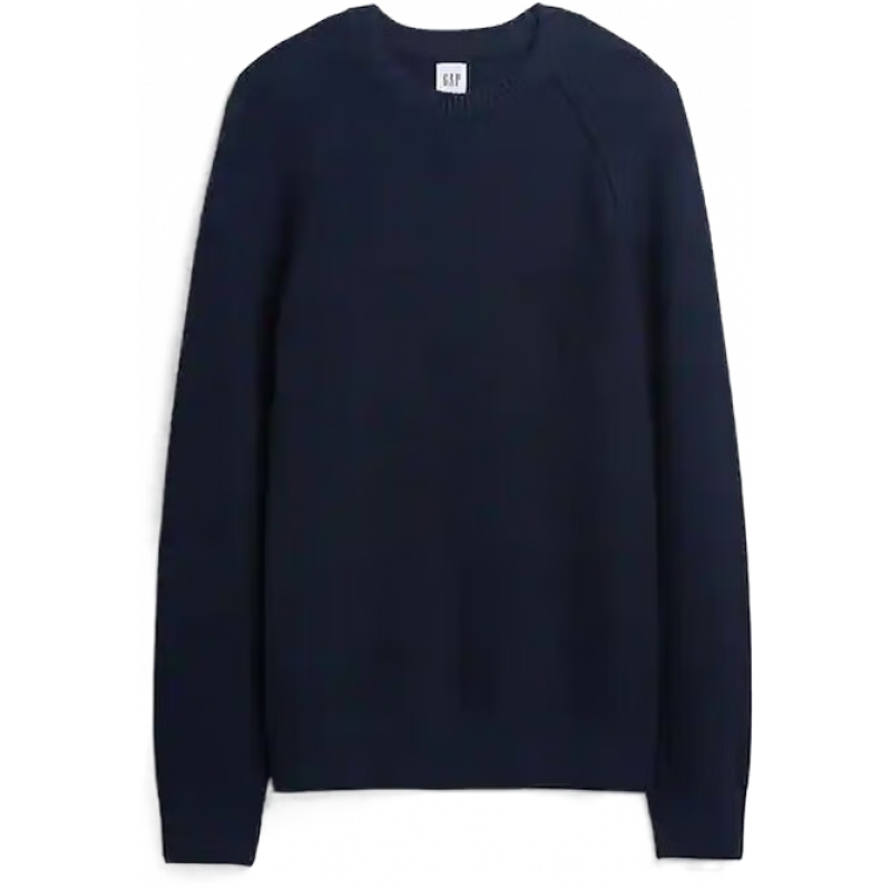 蓋璞(GAP)男士毛衣針織衫純棉透氣圓領(lǐng)美式男裝打底衫秋冬季保暖柔軟舒適 藍色Tapestry Navy XS (適合胸圍89-91cm)