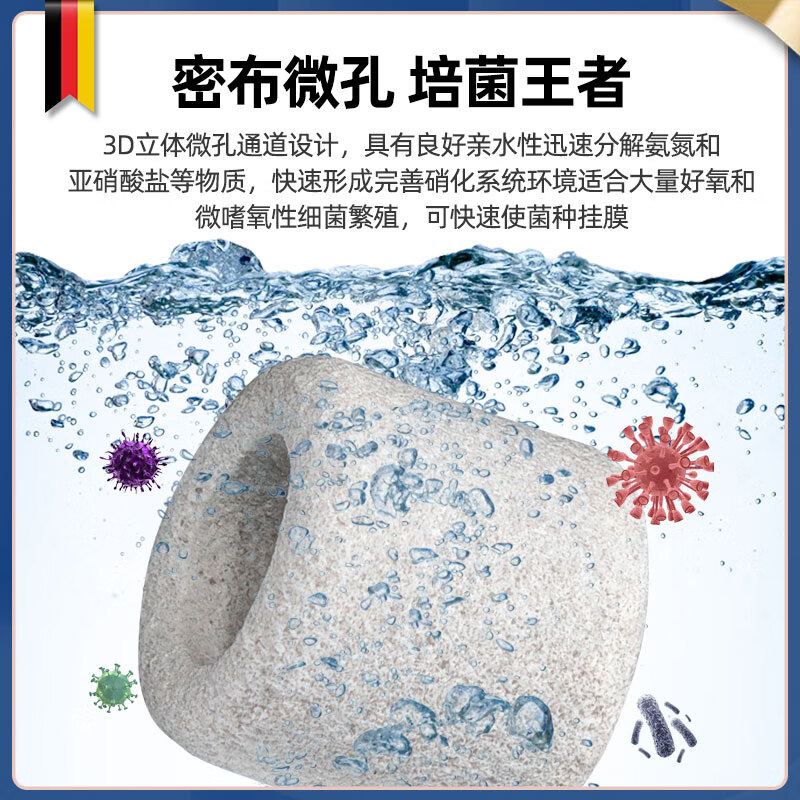 AMTRA鱼缸滤材玻璃环过滤环滤材净水培菌细菌屋德国安彩 【玻璃环、净化水质】5L/盒