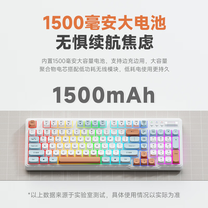 风陵渡K98静音无线三模键鼠套装机械手感薄膜键盘充电式电竞游戏家用办公打字平板电脑笔记本键盘RGB灯效 K98-黑武士|三模RGB【单键盘】