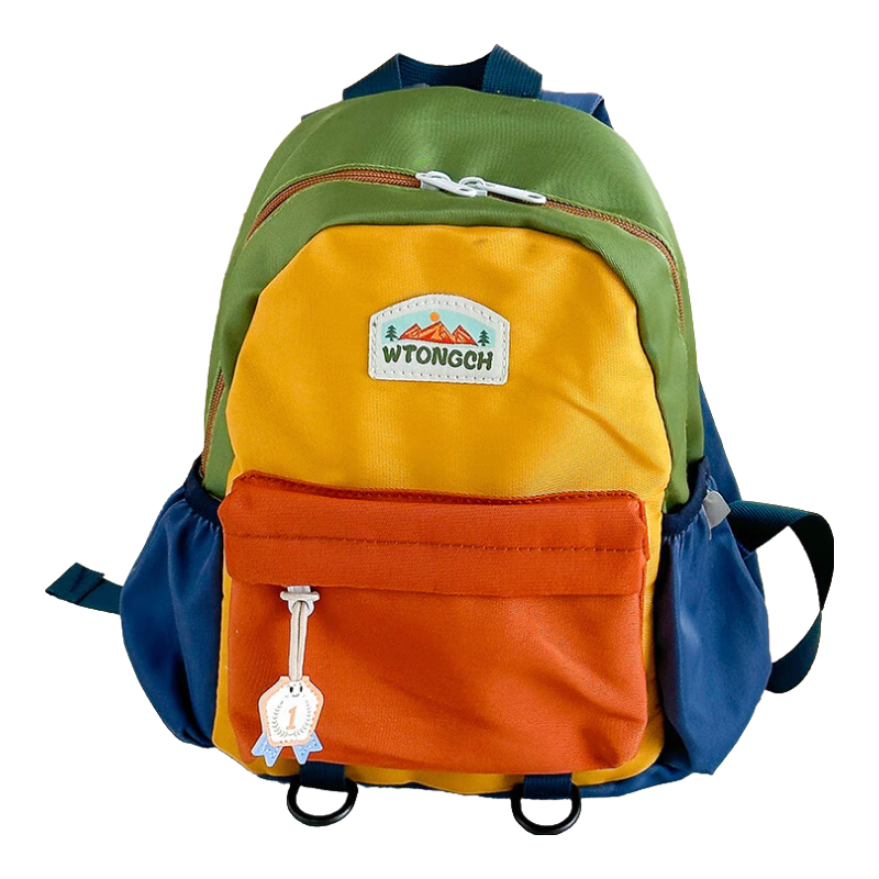 2025新款儿童双肩包轻便研学休闲小书包幼儿园男女童出游户外背包 橘色中号