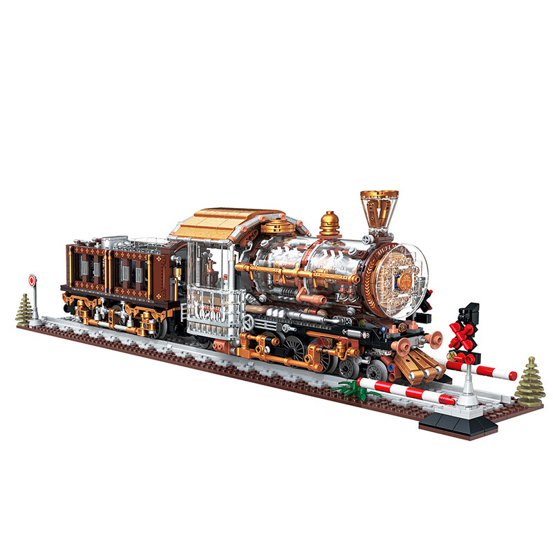 哲高朋克机械火车玩具炫酷立体拼装兼容乐高积木桌面摆件模型男生礼物 朋克机械火车-1970PCS 1
