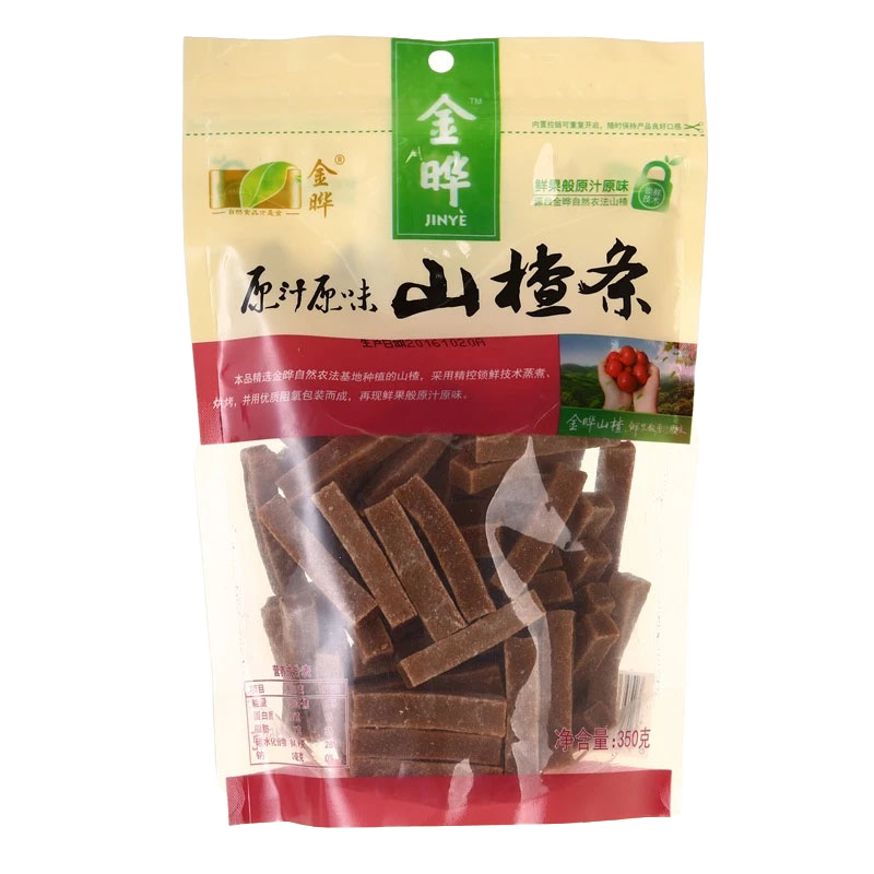 金晔 0添加剂休闲零食 蜜饯果脯 原味山楂条350g/袋