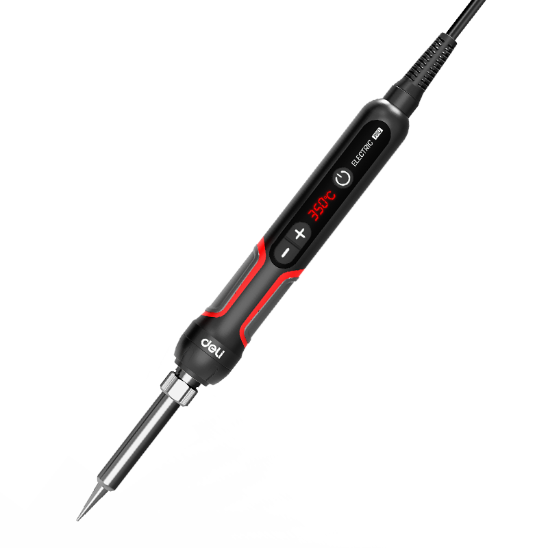 得力（deli）電烙鐵工具套裝電洛鐵可調溫電焊筆恒溫小型焊錫槍維修焊接打孔 60W【數顯大屏可調溫】10件套