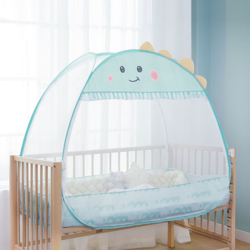 貝樂堡兒童床蒙古包蚊帳全底防摔嬰兒床幼兒園通用拼接床免安裝寶寶蚊帳 萌萌龍【免安裝/有底防摔】 長104寬58高100cm