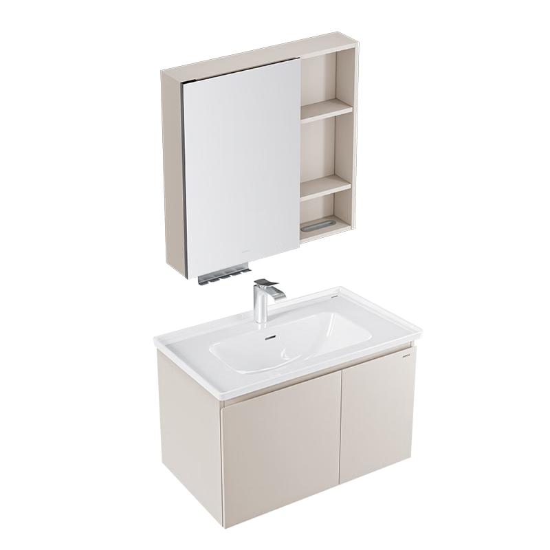 九牧（JOMOO）【超大收纳】浴室柜陶瓷一体盆洗脸盆柜淡藕色80cmA2741-14AX-S