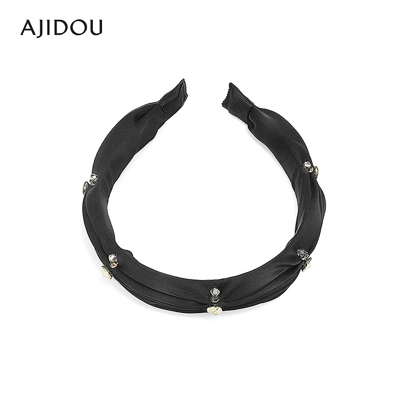 AJIDOU阿吉豆发饰女款黑色时尚头箍织物发饰高颅顶发箍新年跨年礼物 织物+仿水晶 1个