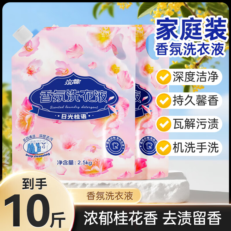浣馨去渍留香洗衣液 深层洁净欧洲混合香氛柔顺护衣持久留香机洗手洗 【去渍留香】2.5kg*2袋到手10斤