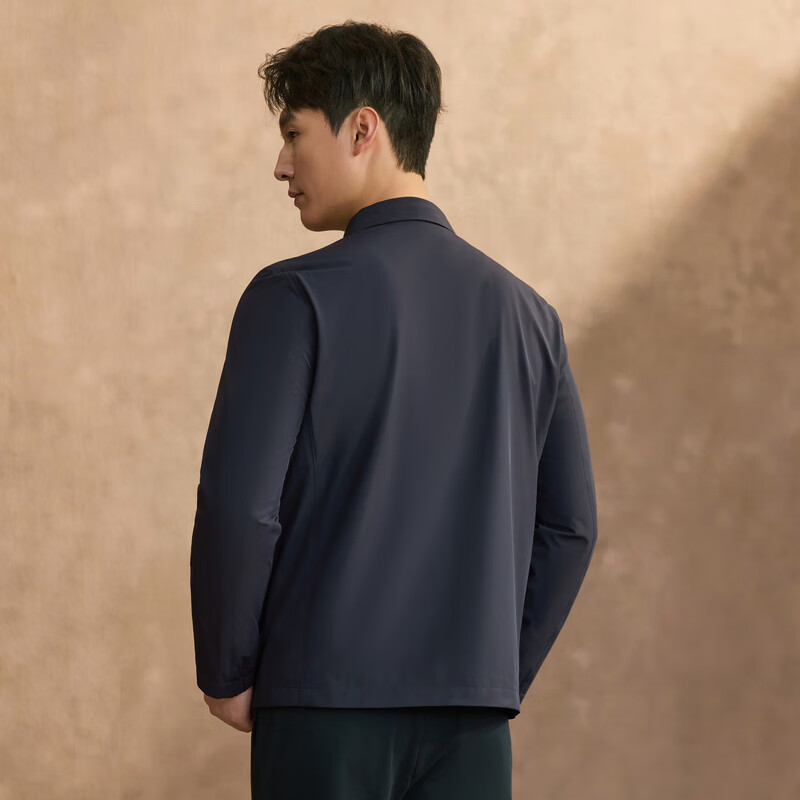 MAYOR男装秋季新品高品质面料透气弹力时尚翻领藏青单茄克 藏青 M (170/92A)