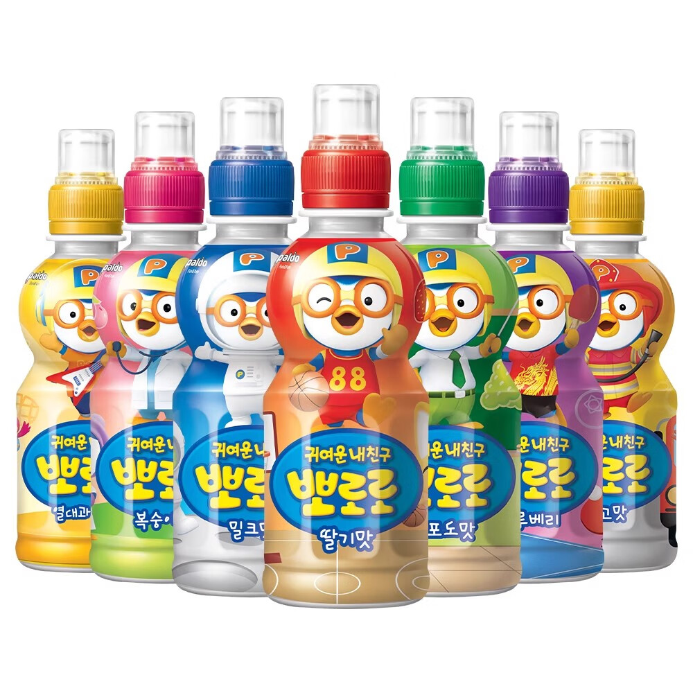 啵樂(lè)樂(lè)（Pororo）韓國(guó)進(jìn)口啵樂(lè)樂(lè)果汁飲料啵啵樂(lè)兒童果味牛奶味飲品混合口味 自選8瓶口味 請(qǐng)留言備注