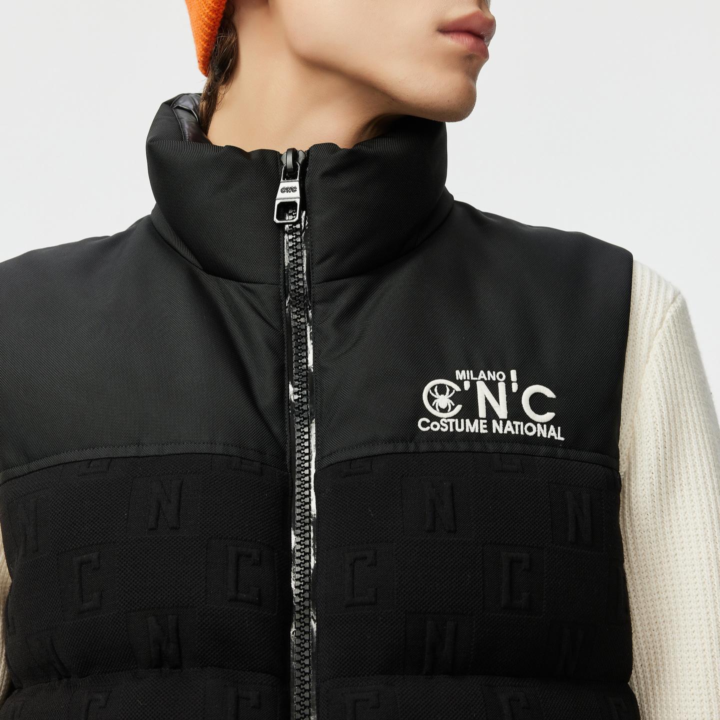 C'N'C【奢侈品衣服】CNC男装25秋冬新款男士羽绒马甲立领鸭绒外套 黑色花版 54 /XL/(185/100A)
