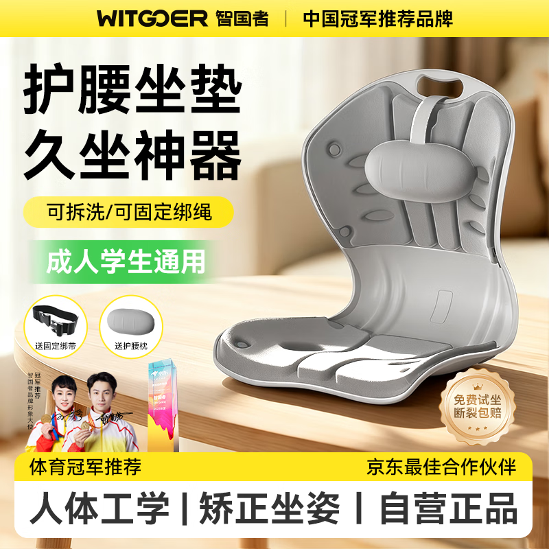 智国者护腰坐垫久坐神器人体工学座椅靠背部姿托一体办公室学生腰椎保护