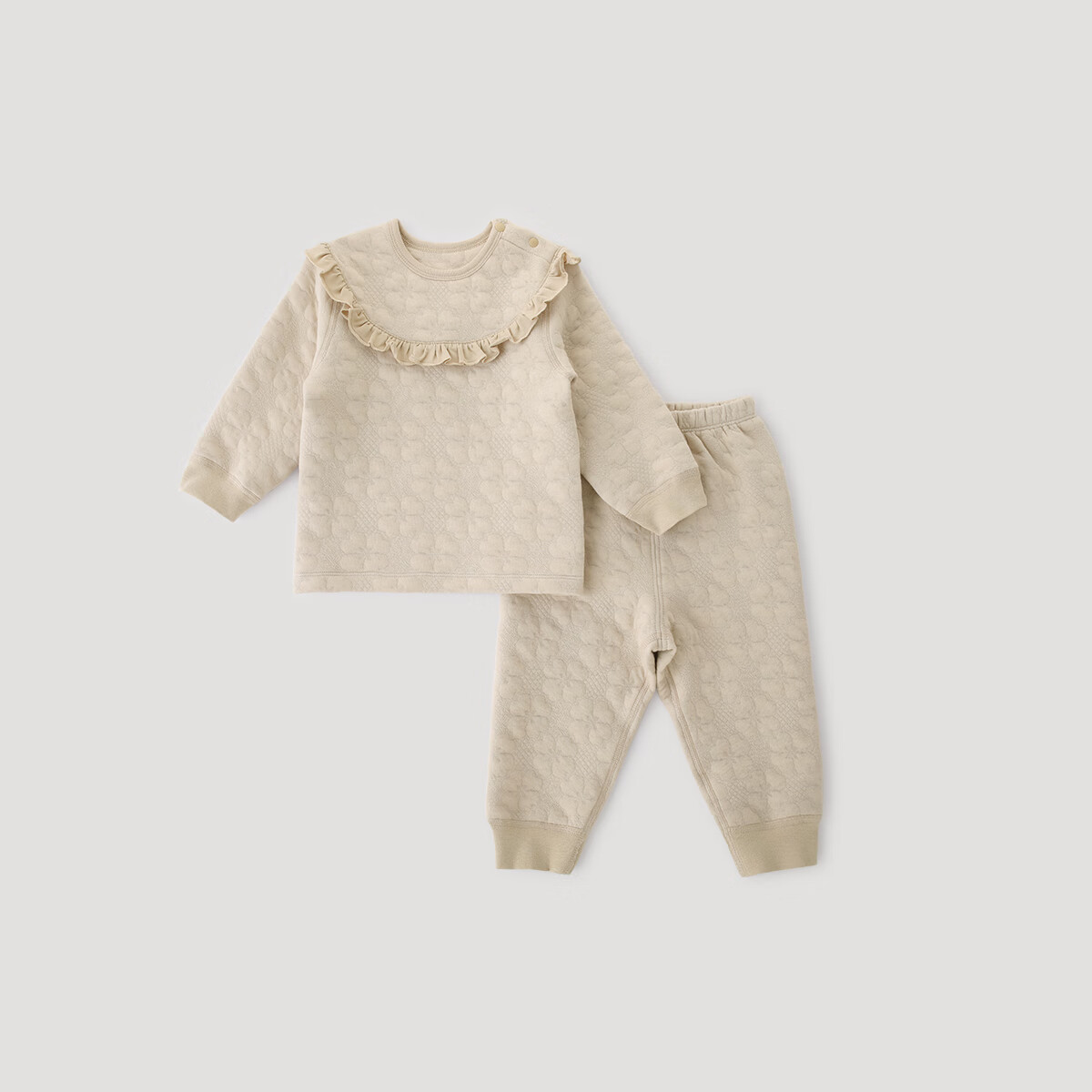 巴厘小猪女童睡衣夹丝秋衣秋裤女宝宝加厚保暖可爱家居服秋冬儿童内衣套装 藜麦色 100