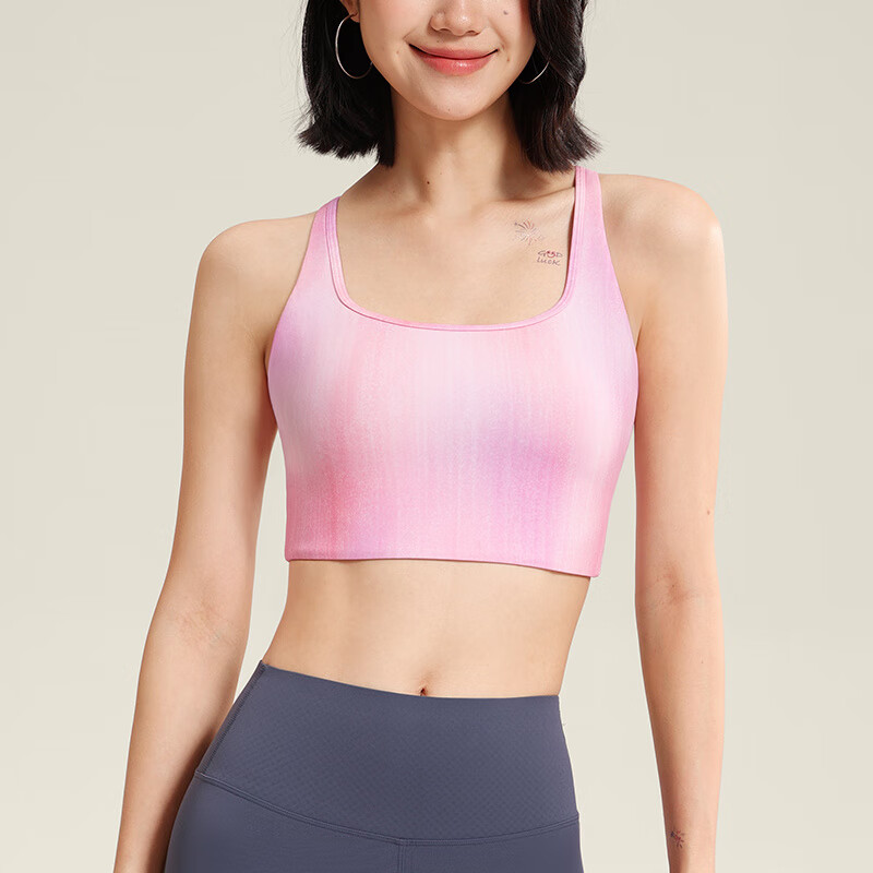 VFU小煙花美背細帶運動(dòng)背心帶胸墊透氣文胸瑜伽外穿運動(dòng)內衣 小煙花印花 S