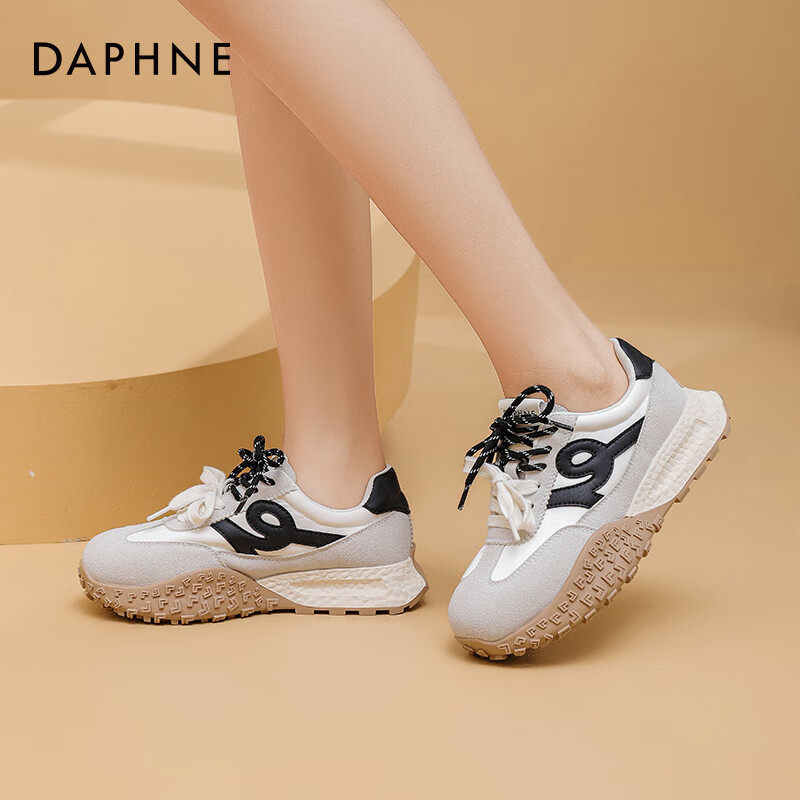 达芙妮官方厚底德训鞋女2025秋季女鞋增高软底运动休闲鞋百搭鞋子女ZJ 灰色 40