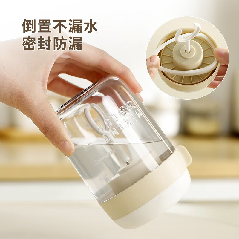 美之扣打蛋器电动家用小型烘焙蛋糕搅拌奶油打发器全自动无线咖啡打泡器搅拌器打发器 浅咖色【电动打蛋搅拌/带过滤器】
