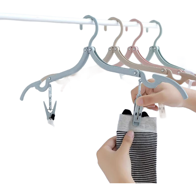折叠衣架旅行户外出差便携家用学生宿舍晾晒衣架可折叠内衣袜子架 旅行必备【便携折叠衣架】升级加 【带夹子+高承重】//十个装