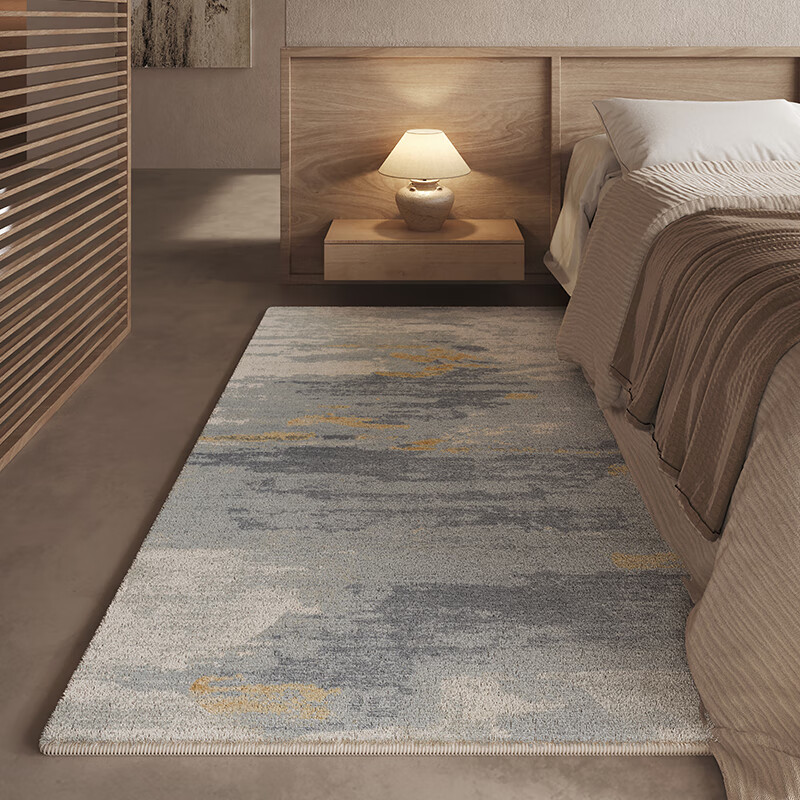 布迪思地毯卧室床边毯儿童房爬爬垫客厅中古风加厚防摔垫高级感秋冬保暖 墨彩【仿羊绒】 100*160CM【绒毛密实】