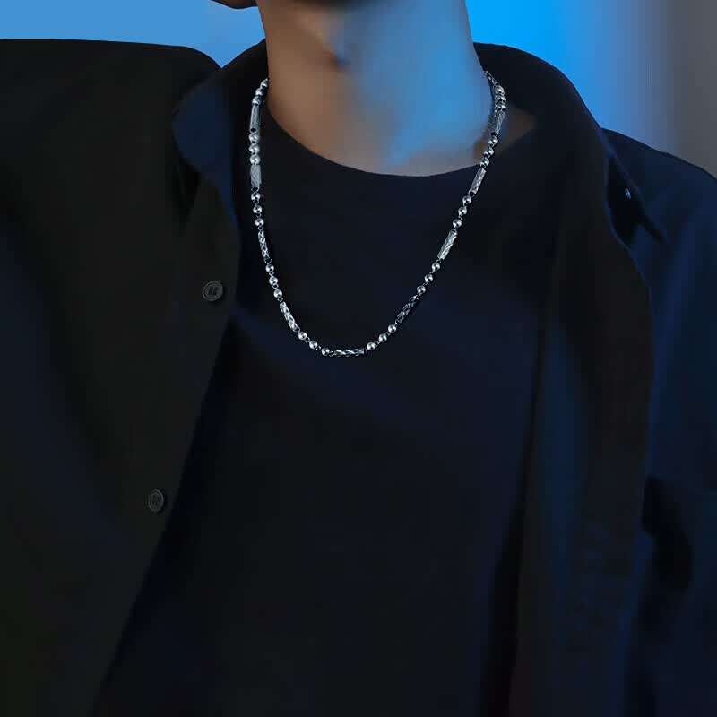 中国黄金霸气足银项链男士时尚素链锁骨链生日礼物送男友老公爸爸实用大气 至尊男士项链4n55CM