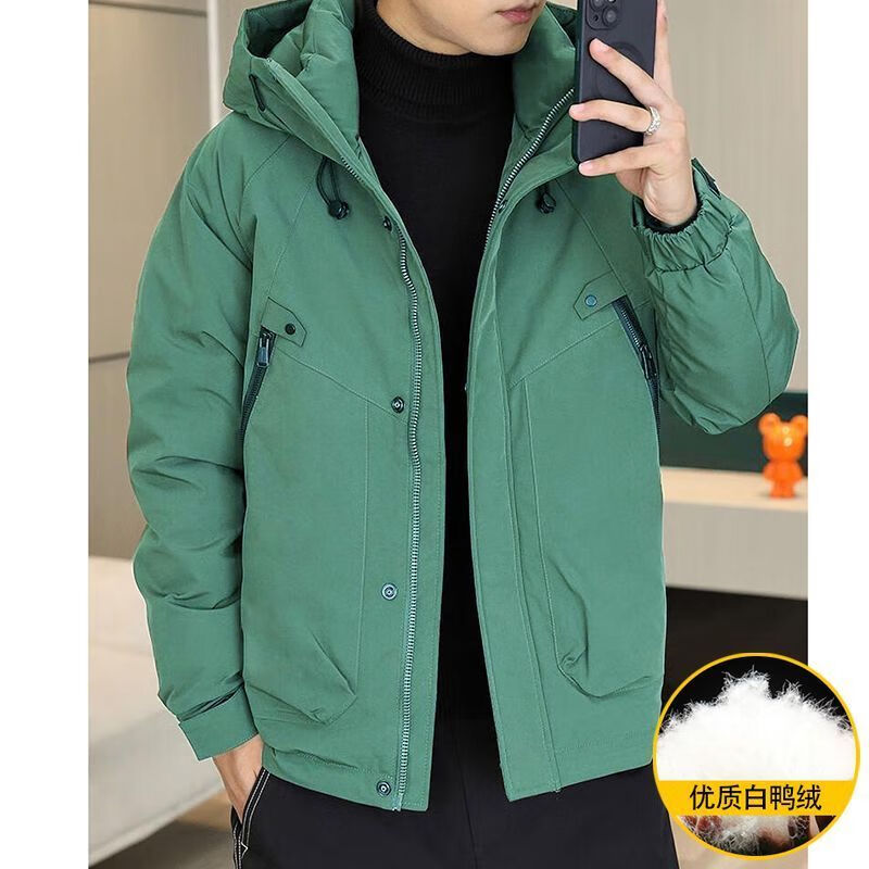 皮尔卡丹羽绒服外套冬季男士加厚连帽保暖短款2026新款休闲工装冲锋衣夹克 可可咖 3XL 体重160-175斤