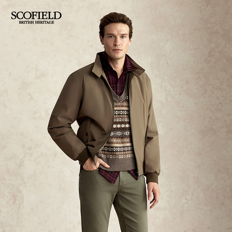 Scofield男装25年秋冬新品通勤哈灵顿夹克版型短款立领保暖棉服 深米色 L (175)