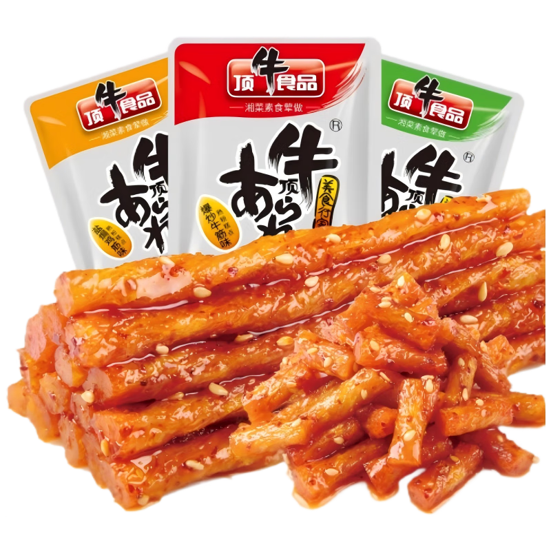顶牛童年回忆素牛筋麻辣小吃零食网红面筋铝箔三口味混搭318克12袋