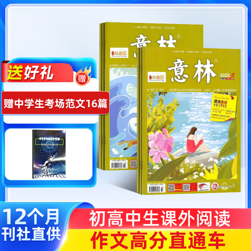 送好礼包邮 意林杂志订阅 中学生写作素材积累 中高考初高中生作文冲刺热点考点素材 2026年/2025年1月-6月-7月-12月半年/全年订阅任选青年文学文摘大语文拓展课外阅读期刊杂志铺 【12个月订