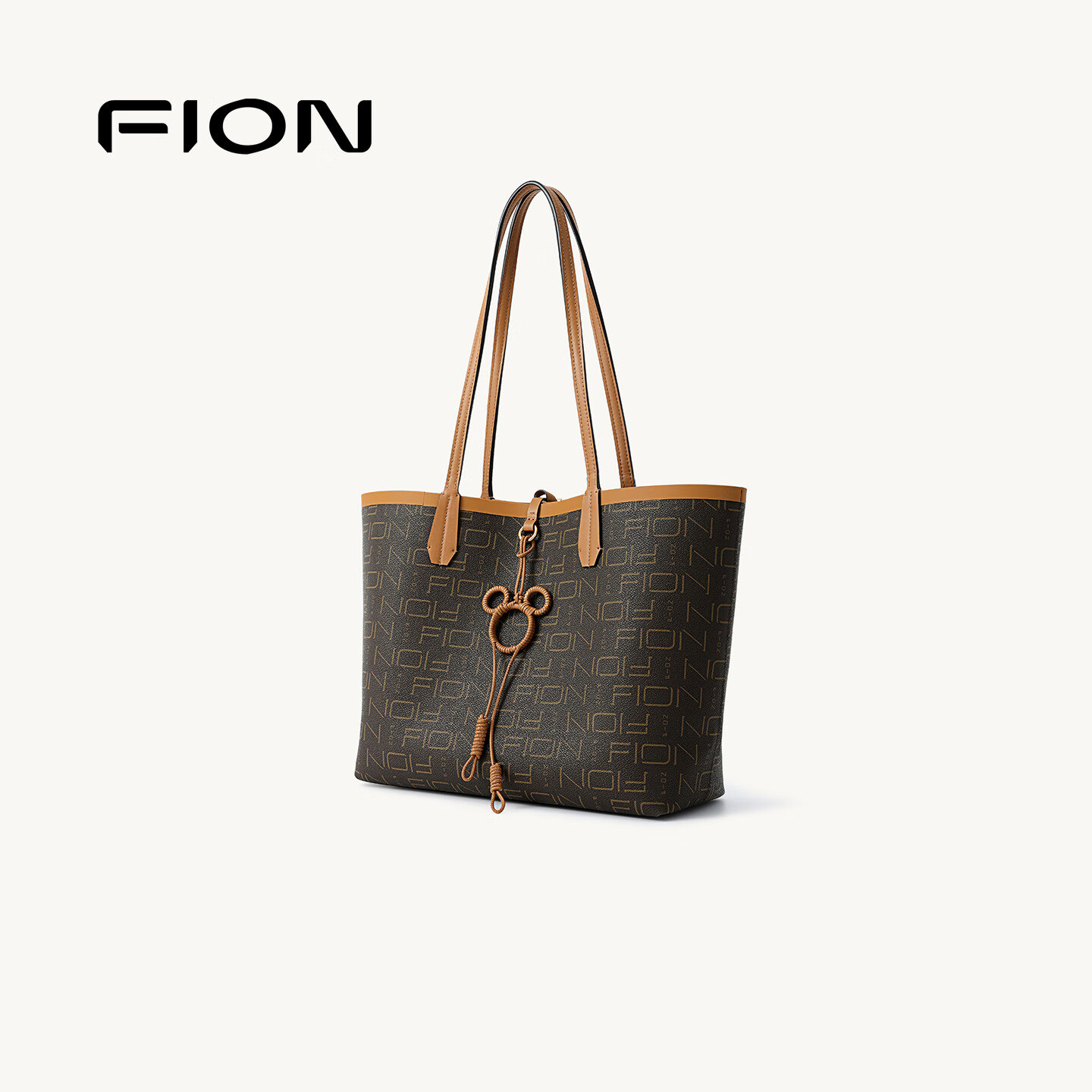 菲安妮(FION)包包女包205新款米奇系列托特包经典老花女士单肩包 圣诞礼物 啡/棕