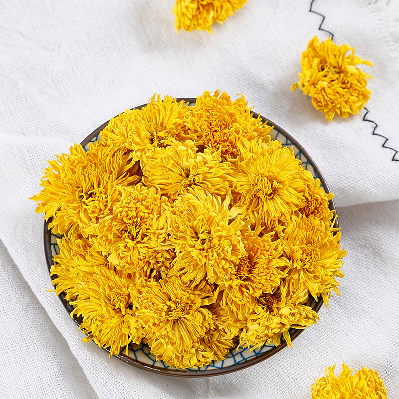 菊茗天下菊花茶黃菊花黃山徽州皇菊500g特散裝黃菊婺源皇菊級(jí)大黃菊花茶 高山皇菊100克【約500朵】