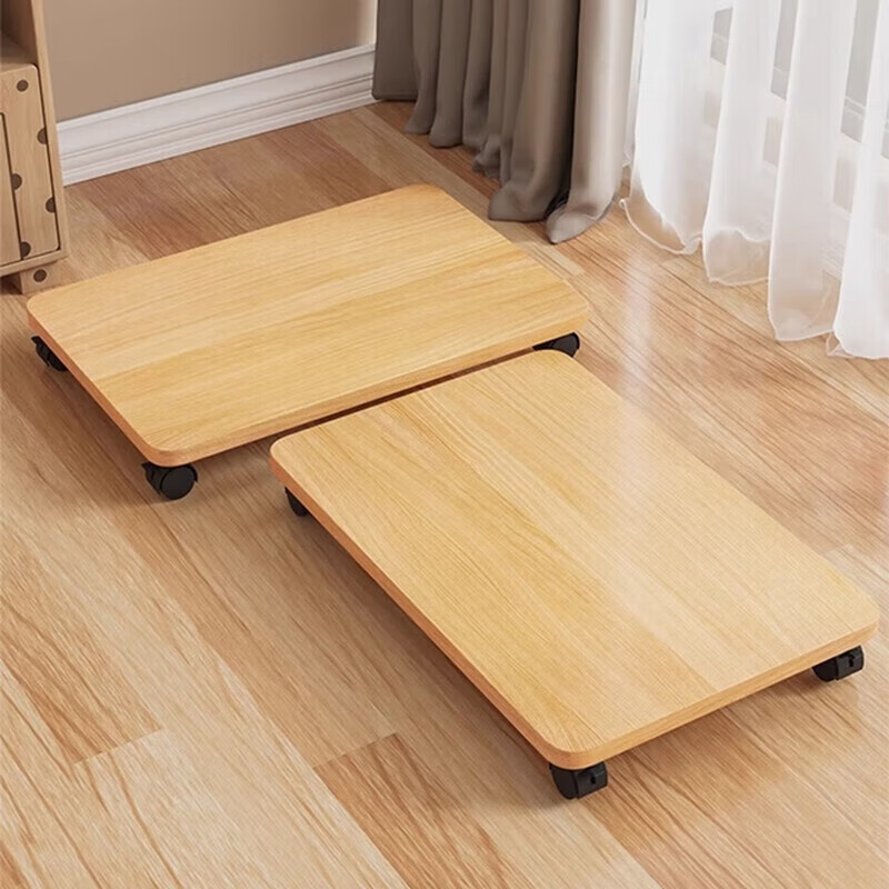 若时可移动收纳箱底座带滑轮置物架整理箱办公室桌下打印机万向轮托架 原木色【35*30*6.2cm】