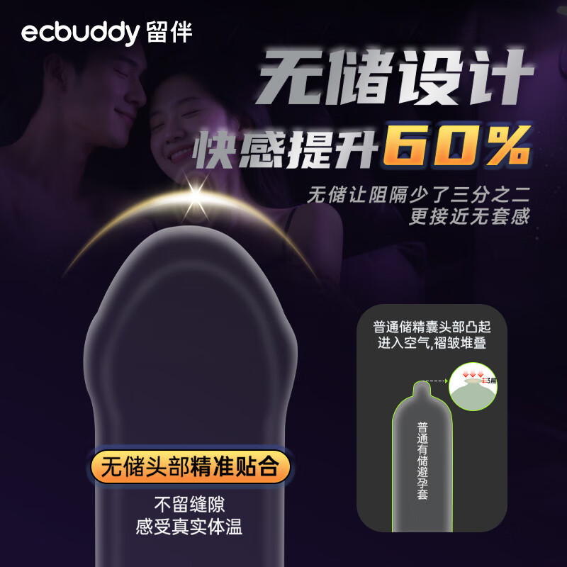 留伴玻尿酸避孕套情趣超薄003无储精囊无感裸入成人用品情趣套套 低价囤货【53只】无储50只+赠3只+湿巾*3