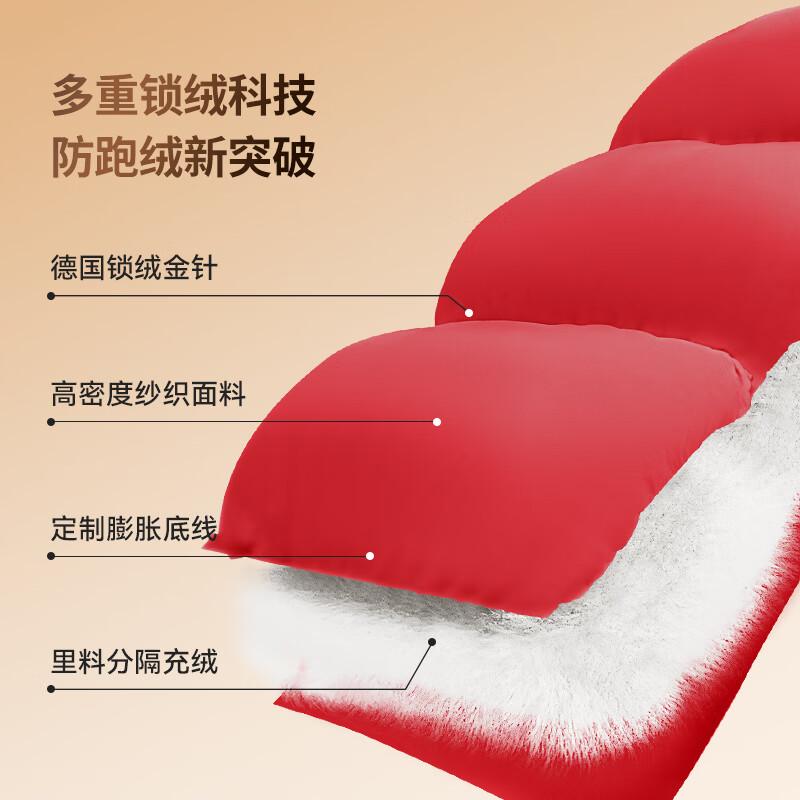 Classic Teddy儿童羽绒服冬季男女童纯色高领鸭绒保暖外套 T撞色横线立领大红 110