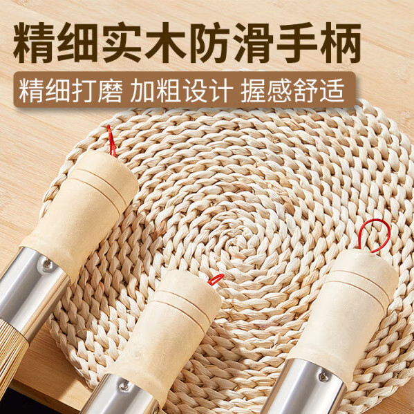 AILUKI日本竹锅刷斜口粗刷天然竹刷锅神器洗锅刷碗老式刷子家用手工木把 【木柄竹刷】斜口-2支装