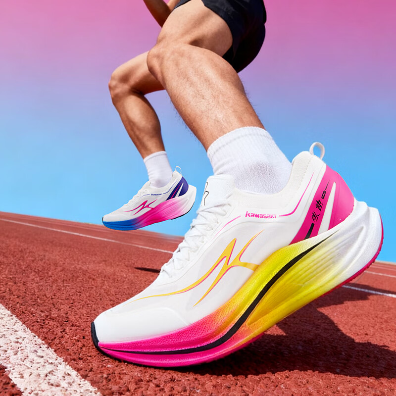 川崎（KAWASAKI）全掌碳板专业减震跑步鞋超轻耐磨防滑马拉松运动鞋竞速跑鞋男女款 鸳鸯色 36 女款