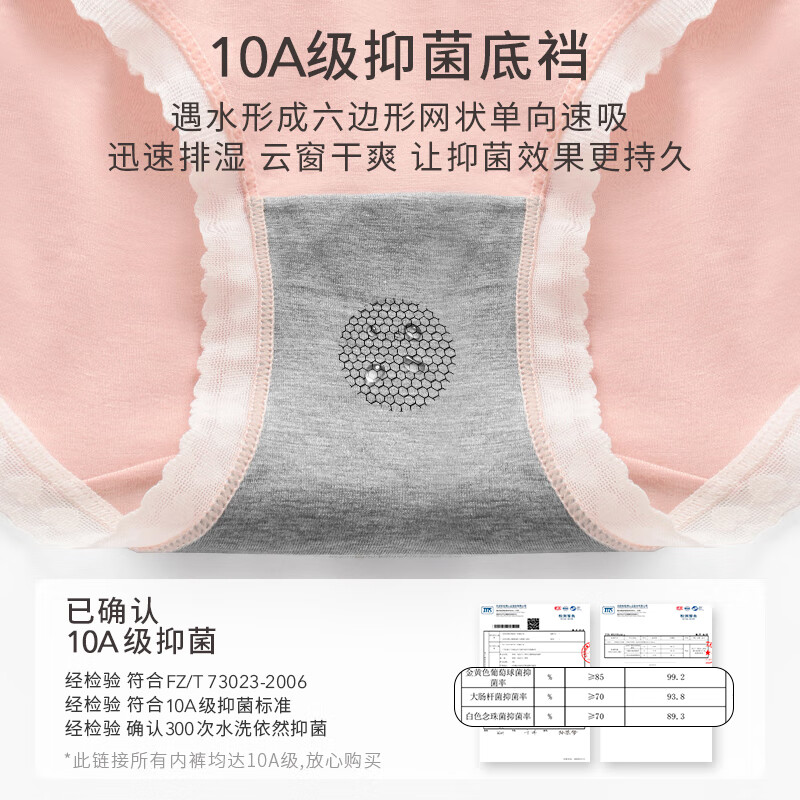 彩田内裤女澳洲棉 中腰透气提臀性感蕾丝边学生少女三角裤 抗菌底 组合一海贝粉 蓝 奶油桔 3条 XL 适合110-130斤左右