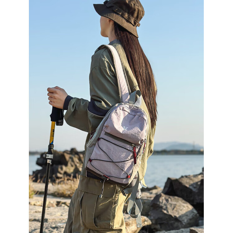 沐小白小型双肩包女轻便携户外运动旅游防泼水登山包男iad平板电脑背包 紫色-无挂件_(收藏送小礼物)