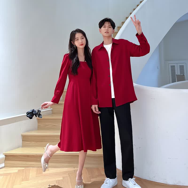 铂朗尼奥 订婚服装情侣装秋季红色宴结婚登记照小众设计感你衣我衬衫 男衬衫 XL使用感如何?