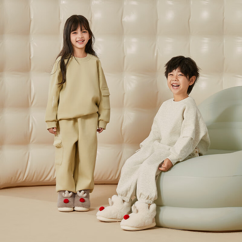 朴西鹿角儿童棉靴女童可爱冬季新款加绒加厚保暖软底男童宝宝棉鞋 云朵白 32 (210mm)