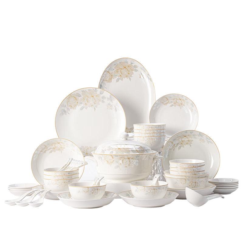 贛藝景德鎮(zhèn)78頭餐具整套碗碟套裝家用碗具碗筷碗盤子喬遷之喜送禮