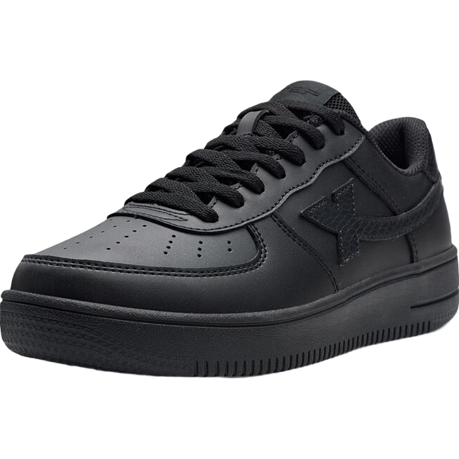 特步情侶男女板鞋小白鞋空軍一號(hào)冬季革面保暖運(yùn)動(dòng)板鞋休閑鞋