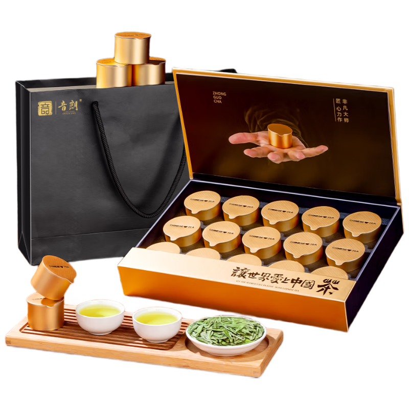 音朗 茶葉綠茶 特級明前龍井茶 2025新茶豆香古樹龍井茶葉禮盒送禮75g 【精選明前綠茶】龍井茶禮盒