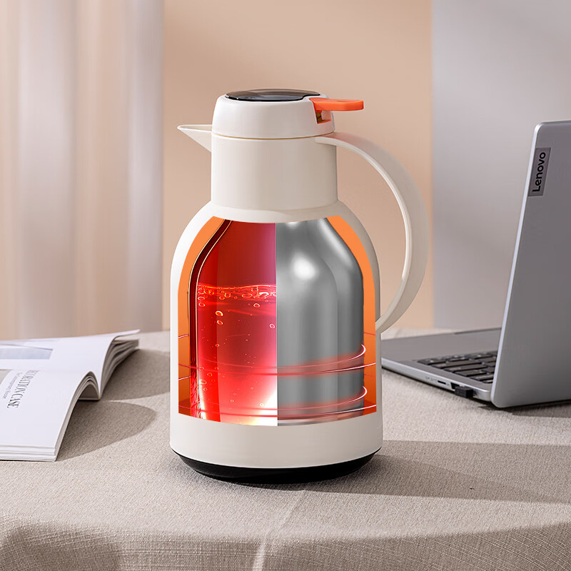 乐唯诗(LOVWISH) 保温壶家用办公室保温瓶热水瓶车载水壶暖水壶玻璃内胆开水瓶 如意保温壶【温县款】米白1L送贴纸