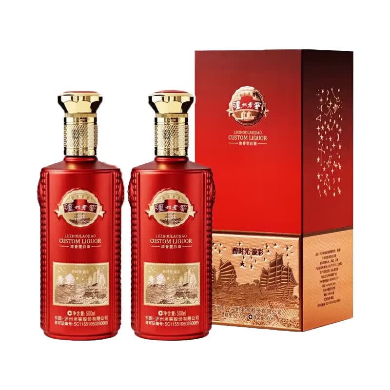 泸州老窖醉时光旋彩 浓香型白酒商务送礼自饮 52度 500mL 6瓶