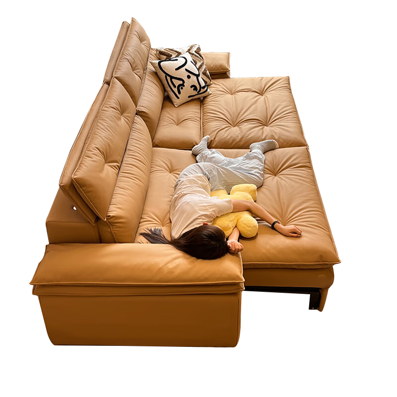 舍己屋極簡頭層牛皮真皮電動功能沙發(fā)現(xiàn)代輕奢客廳沙發(fā)床兩用小戶型沙發(fā) 2.26米直排（雙電機位）【Q彈乳膠顆粒座包】 遙控版【摔紋頭層牛皮】-接觸面（7D絲絨靠包）