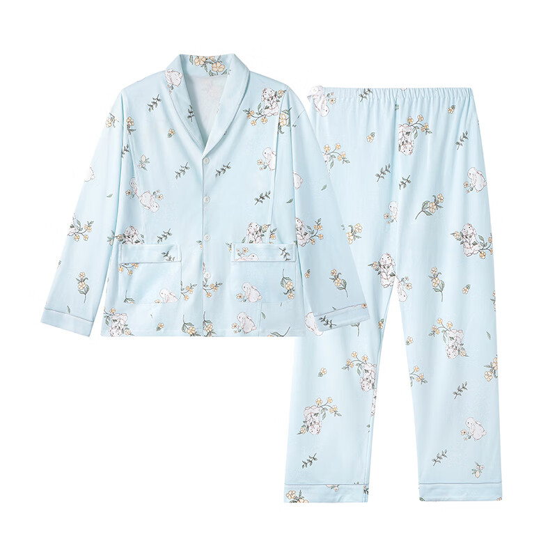 ROVO纯棉月子服秋冬产后孕妇哺乳睡衣A类怀孕期产妇家居服套装 【四季180克】森系月季花（适用于15℃-23℃） L